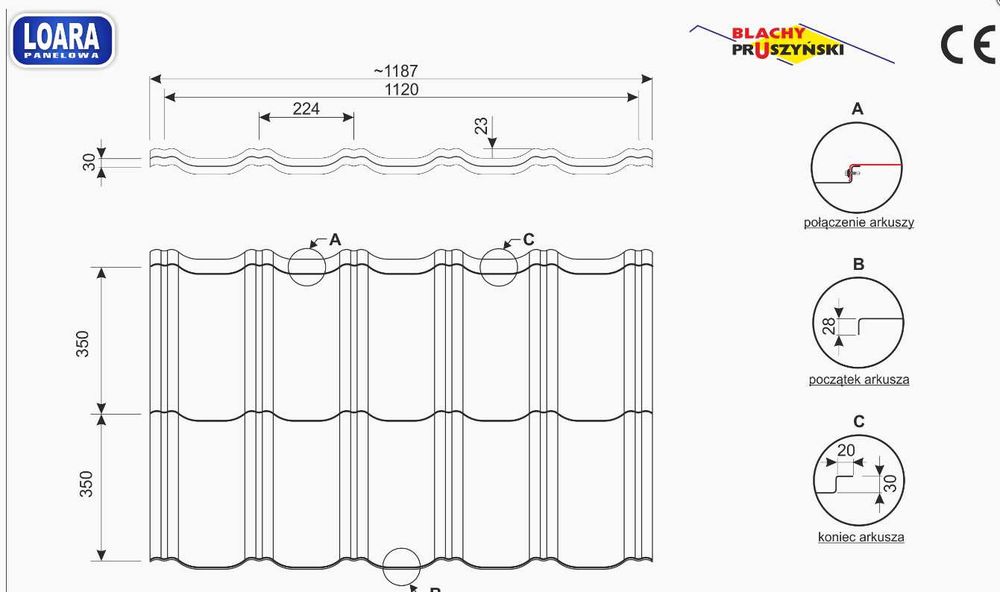 Blachodachówka LOARA BLACHYPRUSZYŃSKI Topmat 35 lat gw ' 31,30 brutto!