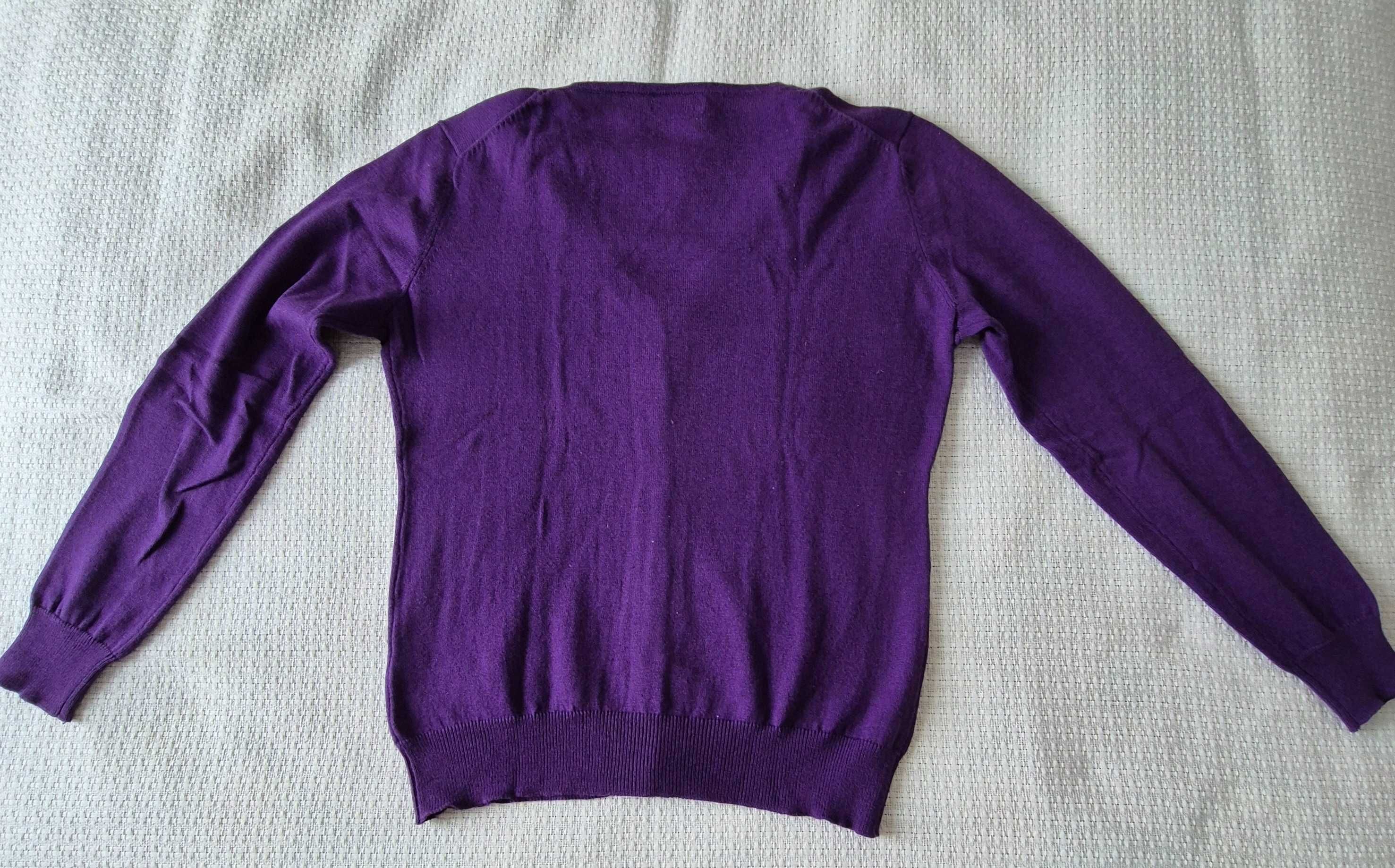 Sweter damski rozpinany fiolet bawełna kaszmir Munrospun