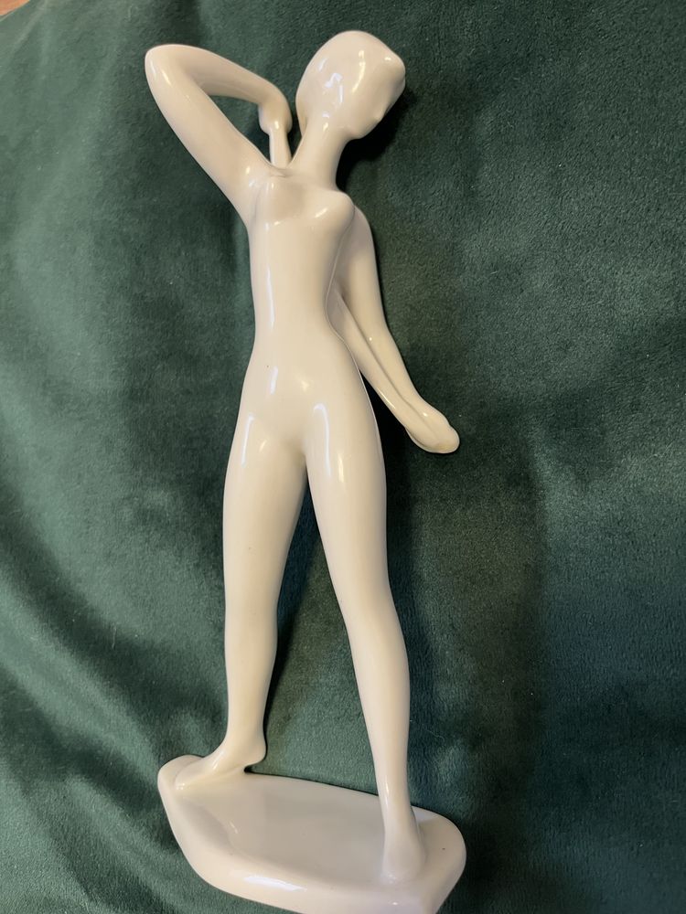 Figurka Drasche vintage akt naga kobieta z ręcznikem sygnowana porcela