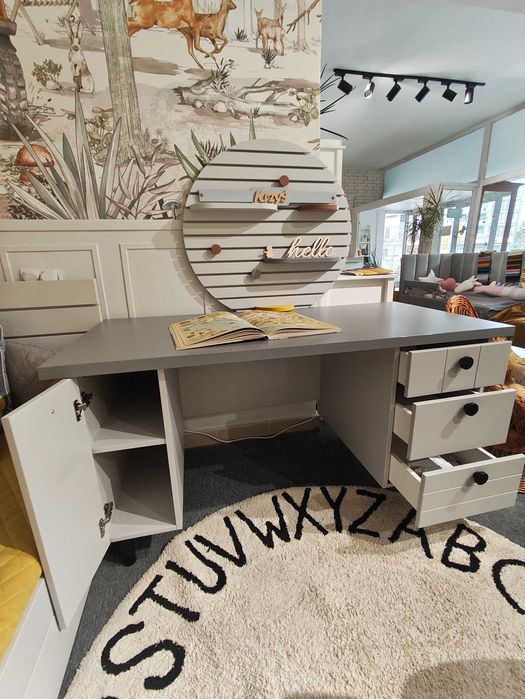 Zestaw mebli - chłopiec/ nastolatek łóżko szafa biurko szare