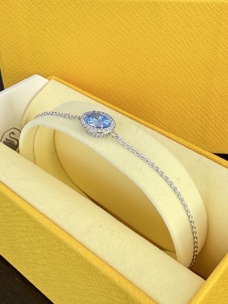 SWAROVSKI Bransoletka srebrna z błękitnym kryształem