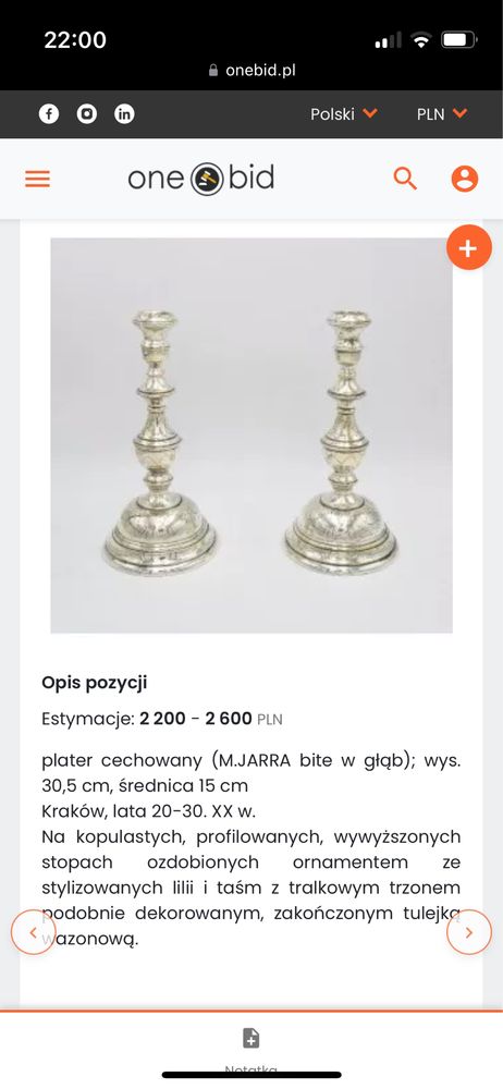 Jarra swiecznik lichtarz plater srebrzony styl zakopianski antyk unika