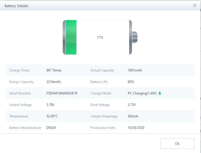 Oryginalna bateria iPhone 12 mini 86% kondycji