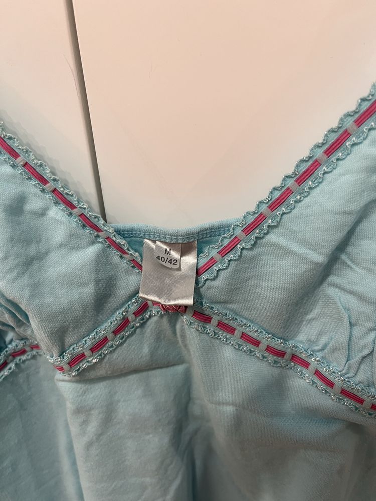 Niebieska koszulka nocna na ramiączka L/XL