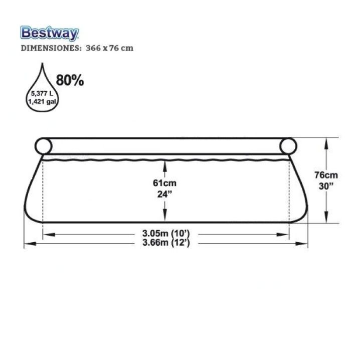 Piscina Bestway (366X76) + Bomba e Filtro e Lonas de Protecção | NOVO