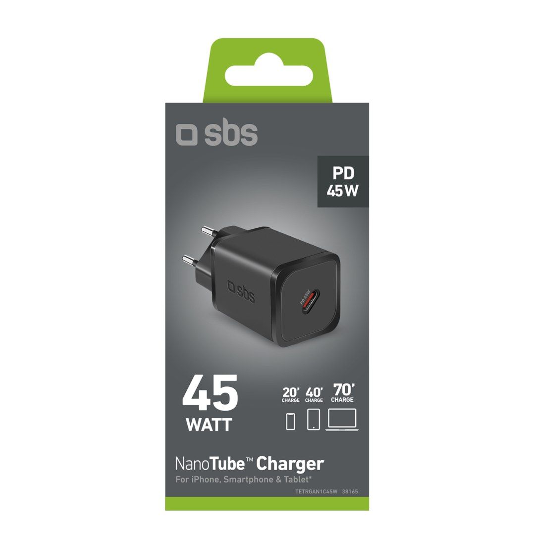 Ładowarka sieciowa Power Delivery GaN USB-C 45W - czarna