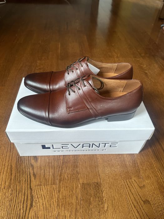 Eleganckie brązowe buty, pólbuty, skóra naturalna R. 40