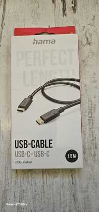 Kabel USB-C firmy Hama dl.1.5.m kolor czarny koncowki pozłacane.