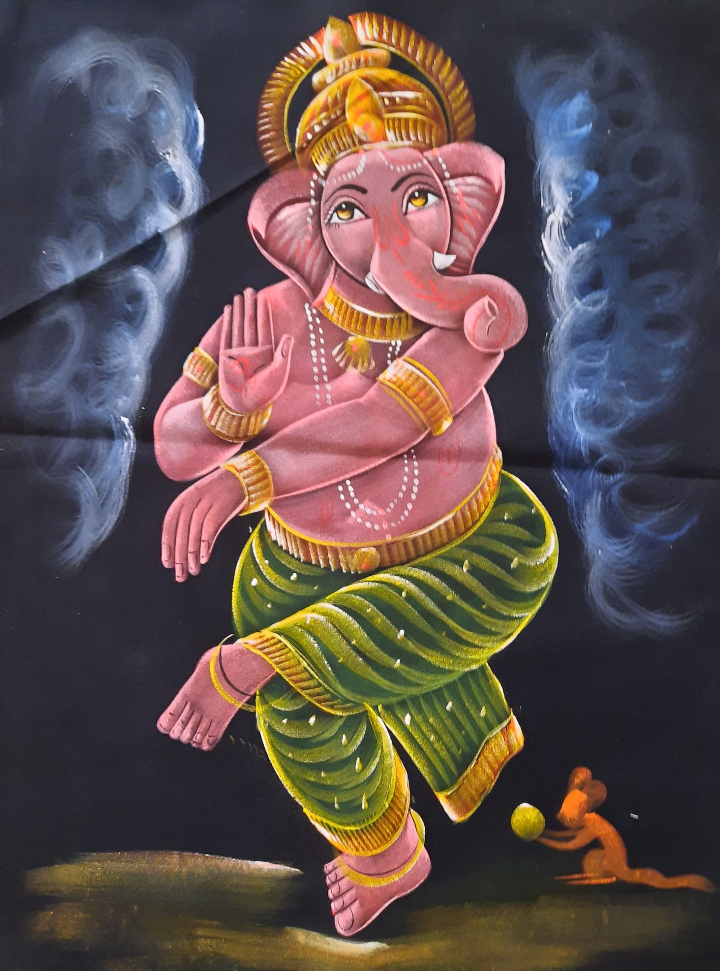 Pintura feita em pano da Ganesha