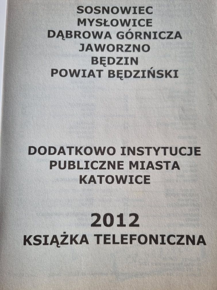 Książka telefoniczna miasta śląskie 2012.