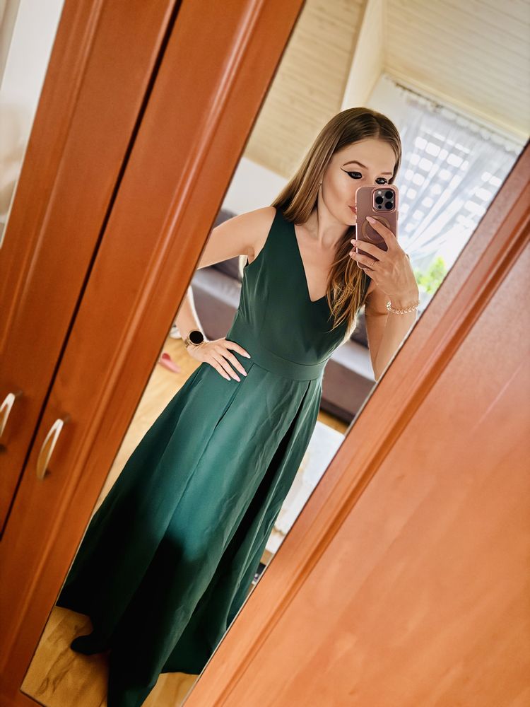 Elegancka zielona sukienka maxi