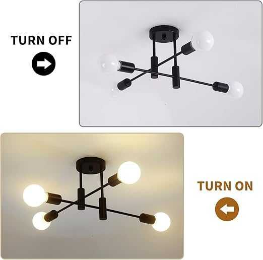 Nowoczesna lampa sufitowa JIINOO, 4-ramienny, industrialny