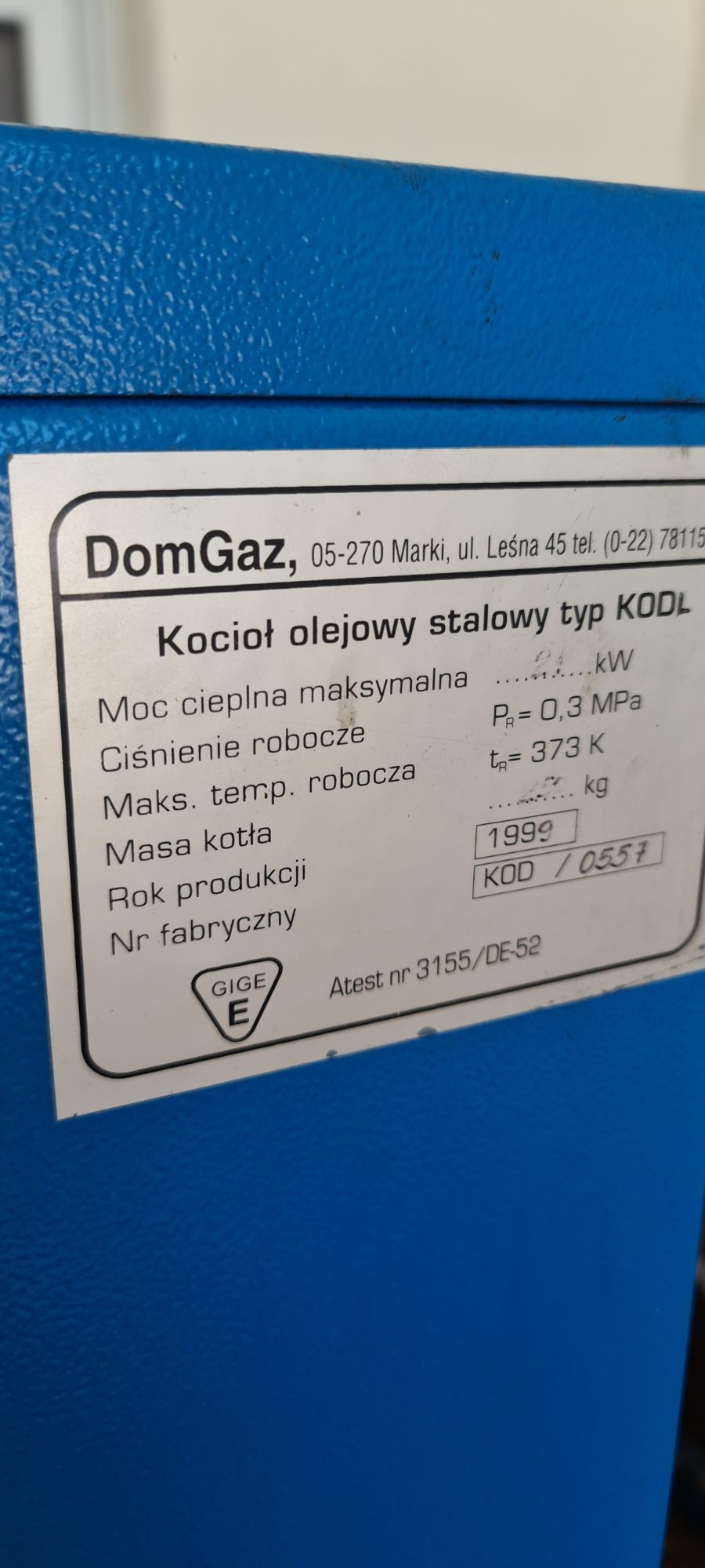 Kocioł na olej opałowy piec na olej DomGaz Marki 21kW