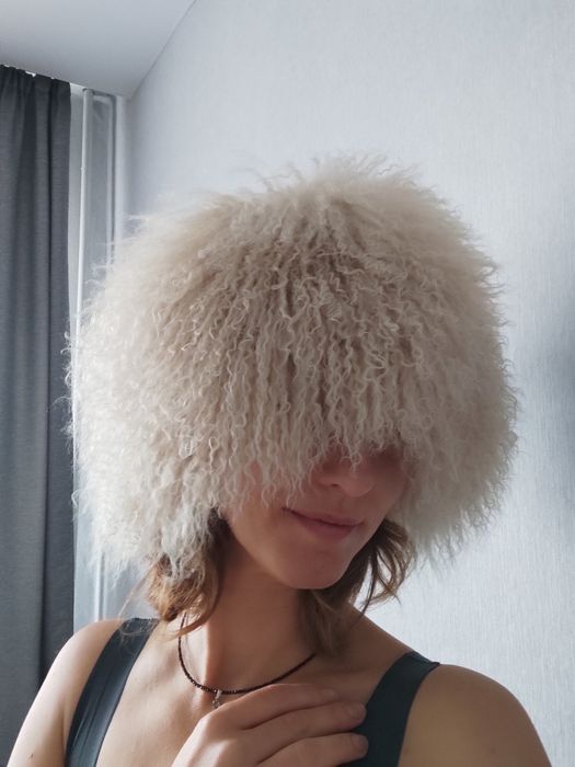 Шапка Папаха з натуральної шерсті лами