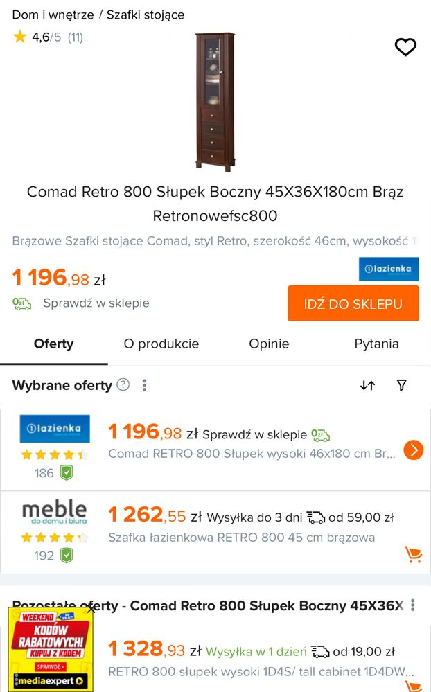 szafka lustro lazienkowe drewniane plus prysznic gratis