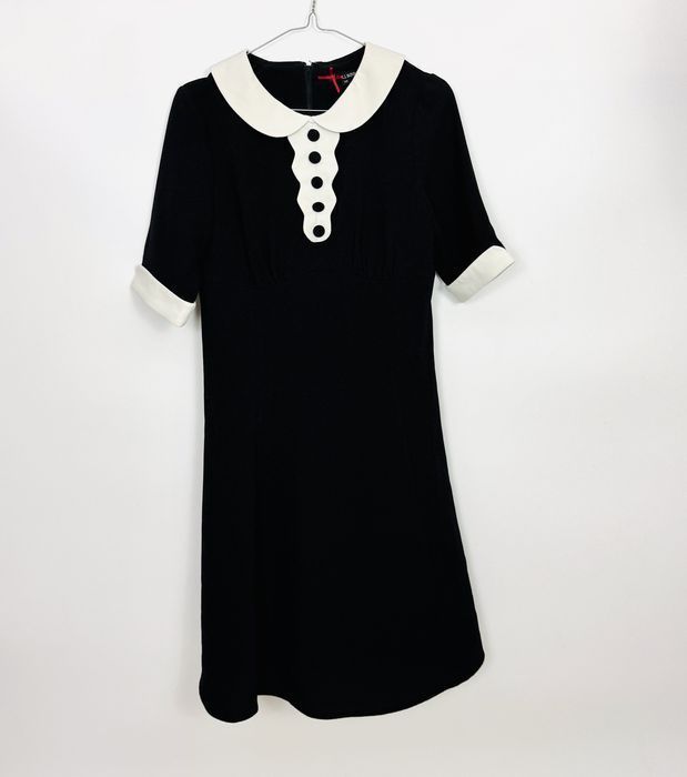 Czarna sukienka retro z białym kołnierzykiem XS 34
