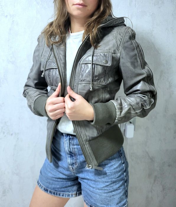 Куртка mauritius з натуральної шкіри сіра