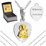 Elegancki Damski Łańcuszek + Wisiorek Medalik Srebro 925 +grawer Na Pr