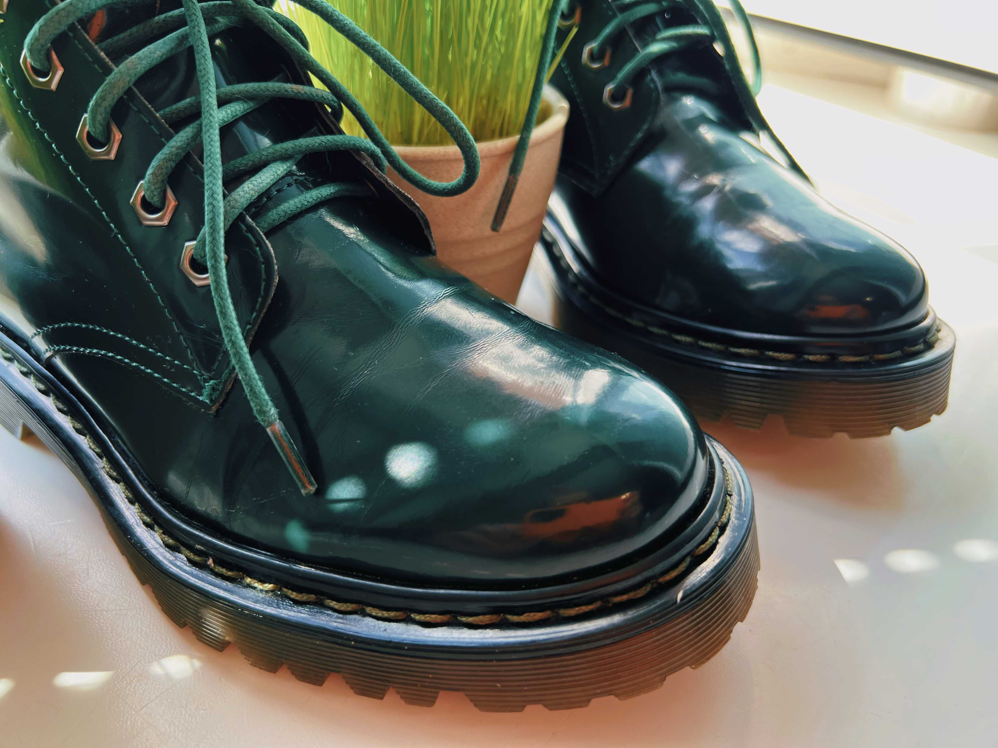 Жіночі зелені шкіряні черевики Trussardi Jeans | Розмір 37