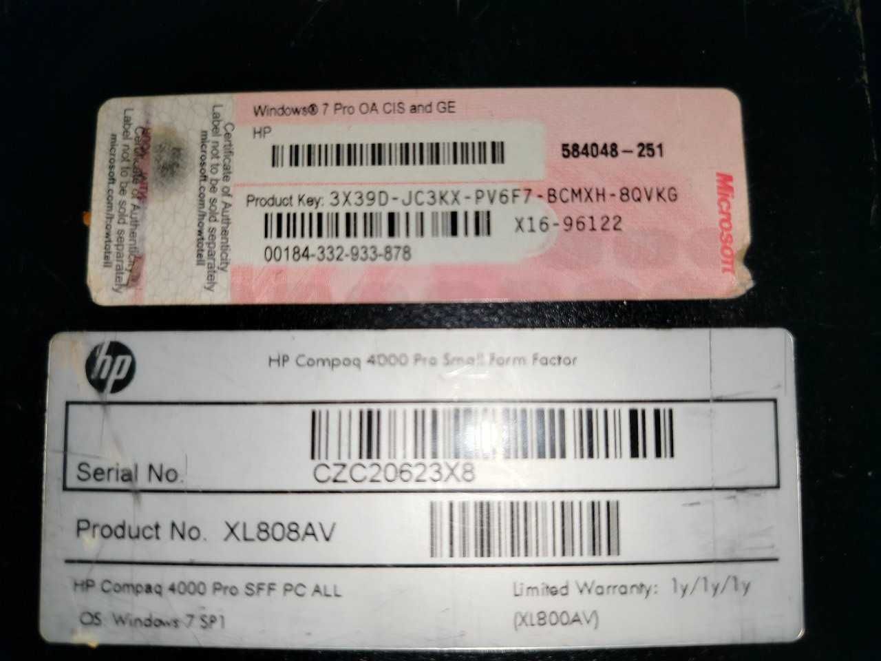 системний блок HP Compaq 4000 PRO SFF