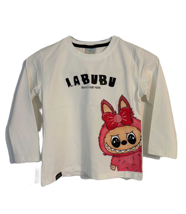 Bluzka dziewczęca biała Labubu - r. 128