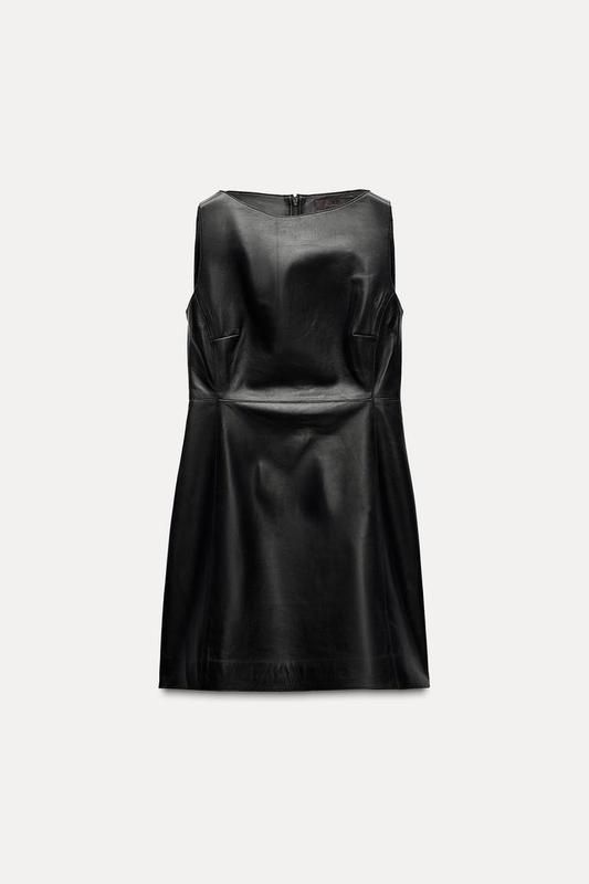 100% шкіра коротка сукня zara чорного кольору