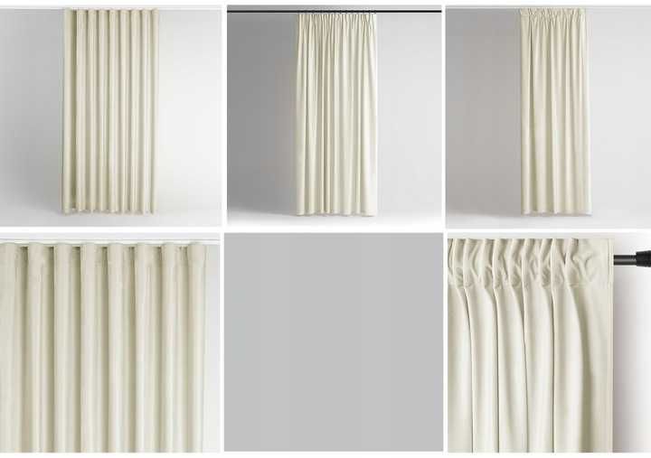 Zasłona welurowa velvet plus szarfa taśma wave multi 140x270 Kremowa