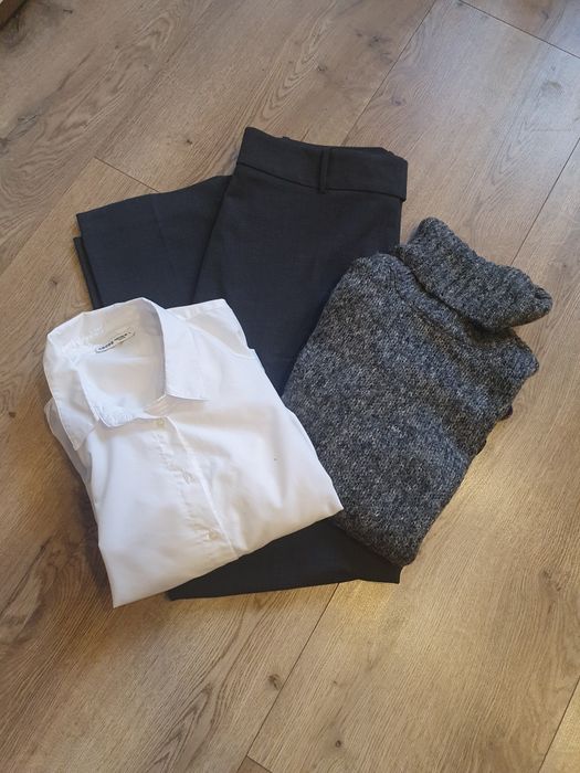 Zestaw ubrań damskich w rozmiarze L. Składy widoczne na zdjęciach.