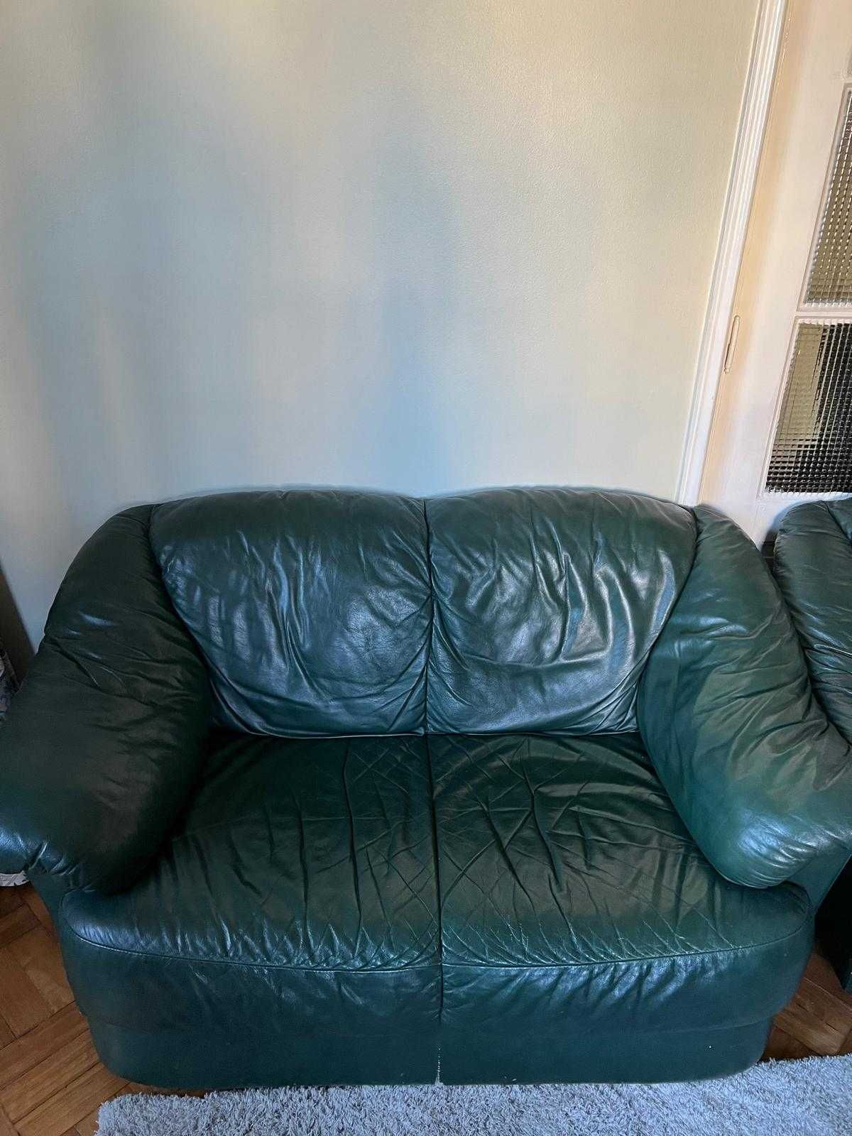 Conjunto de 2 sofás em pele