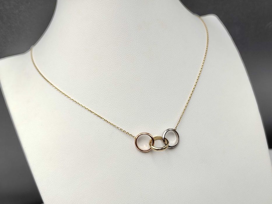 NOWY Złoty Naszyjnik Celebrytka Obrączki 4cm / Złoto 585