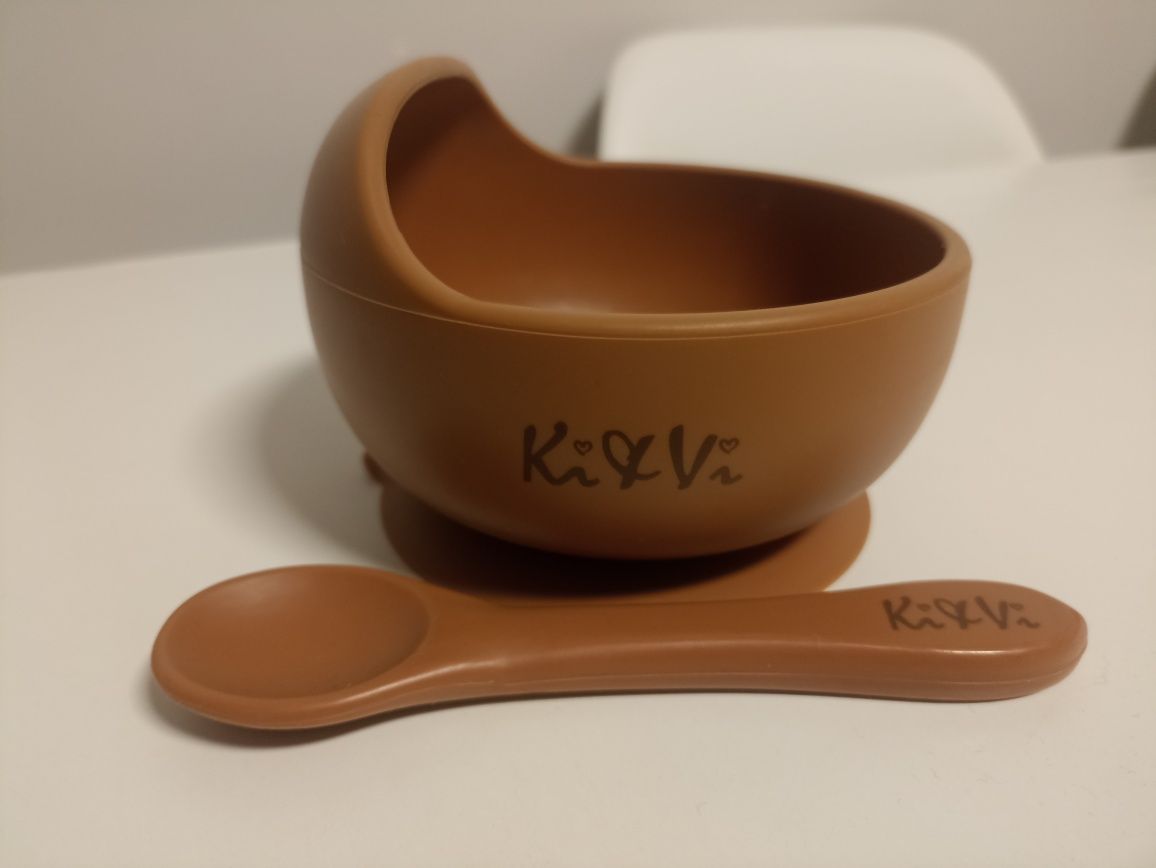 Tigela, colher e babete silicone