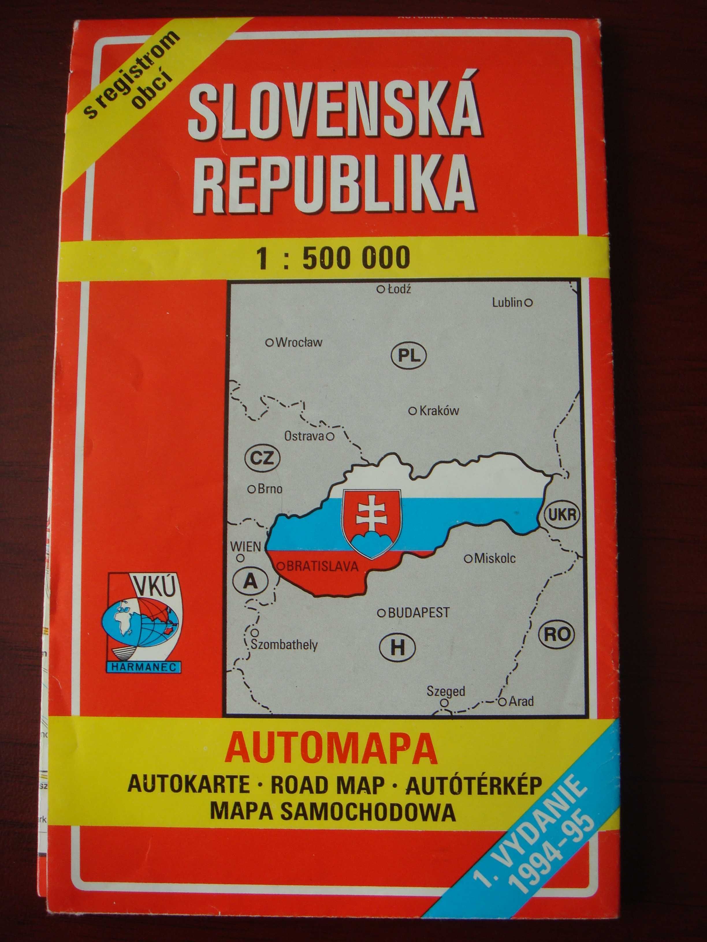 Slovenska republika.Словакия.Карта туриста автомобилиста+aroma car.