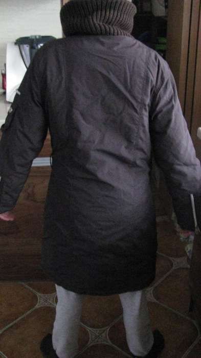 Ocieplana długa kurtka brązowa rozmiar 152
