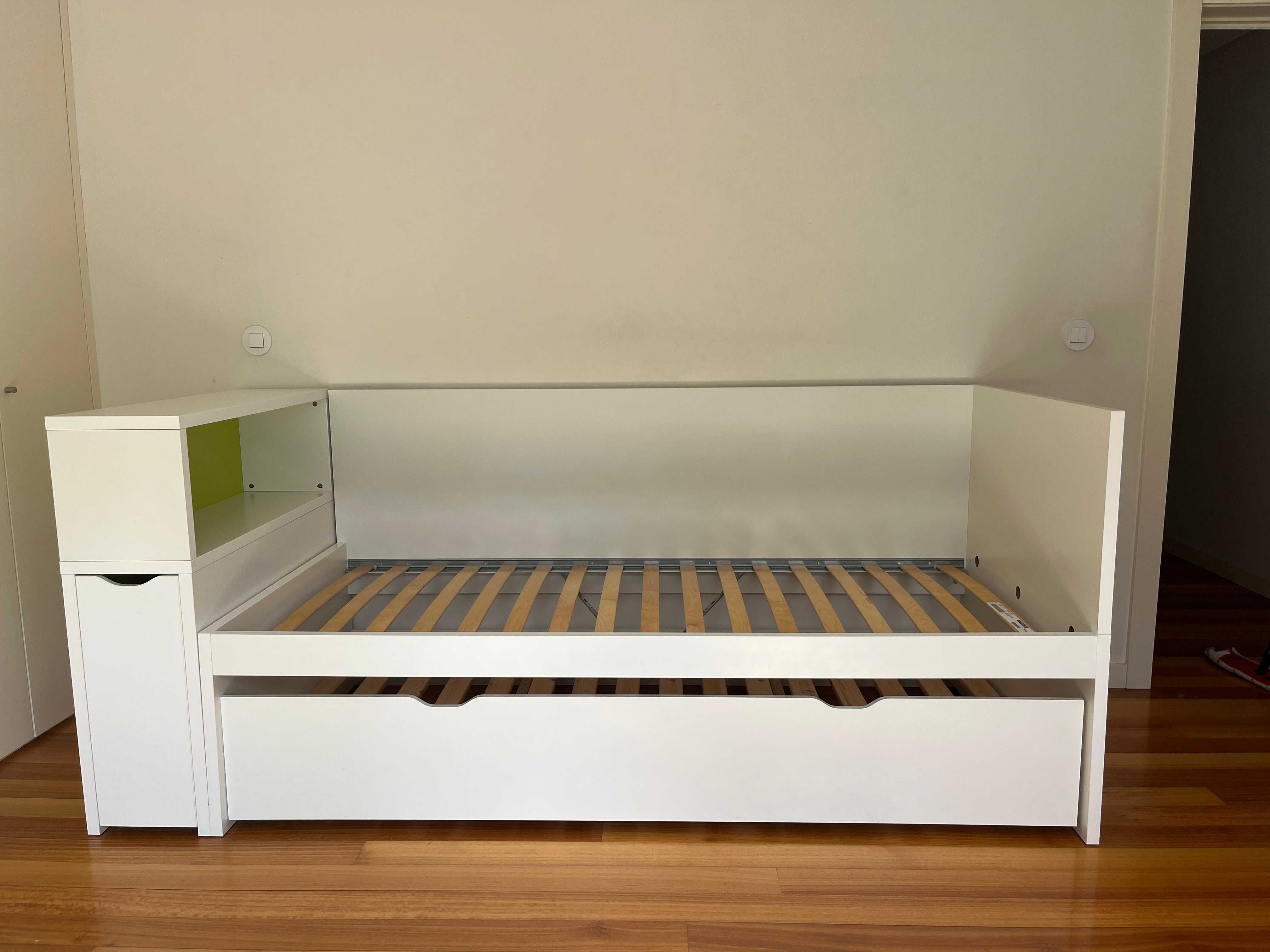 Cama 90x200cm com gavetão e cabeceira FLAXA IKEA