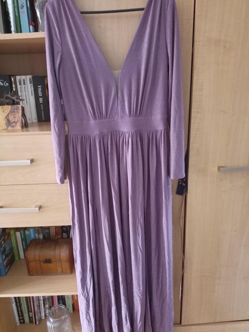 Sukienka brokatowa fioletowa