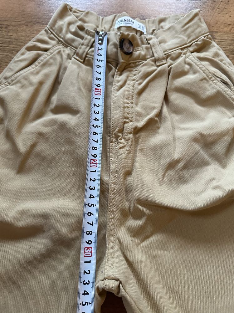 Spodnie materialowe wysoki stan XS/34 pull&bear