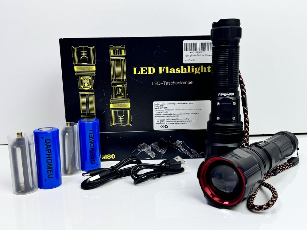 Daphomeu Світлодіодний акумуляторний LED ліхтарик 2шт