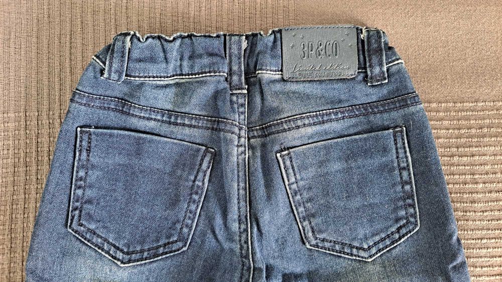 Calça de ganga azul da 3 Pommes com bolsos e elástico na cintura