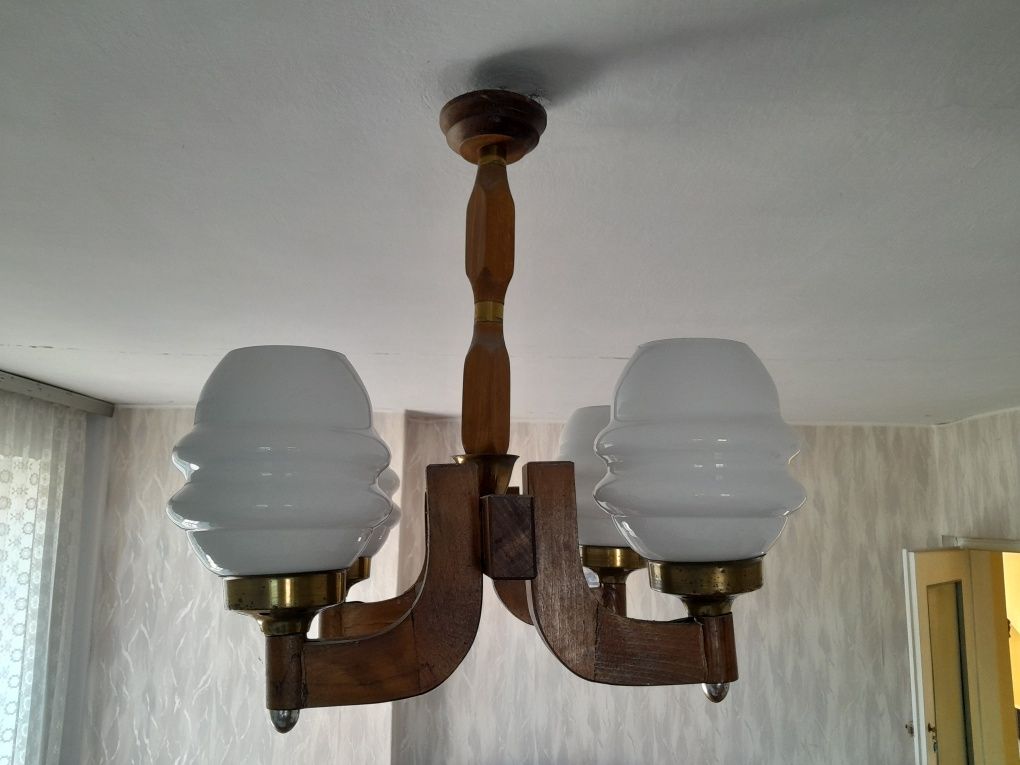 Lampa sufitowa drewno  PRL