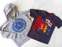 Bluza chłopięca z kapturem + T-shirt; 134/140, 8-10 lat