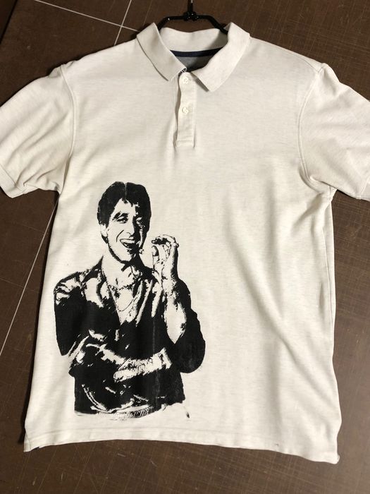 футболка поло з саморобним принтом Tony Montana з фільму Scarface