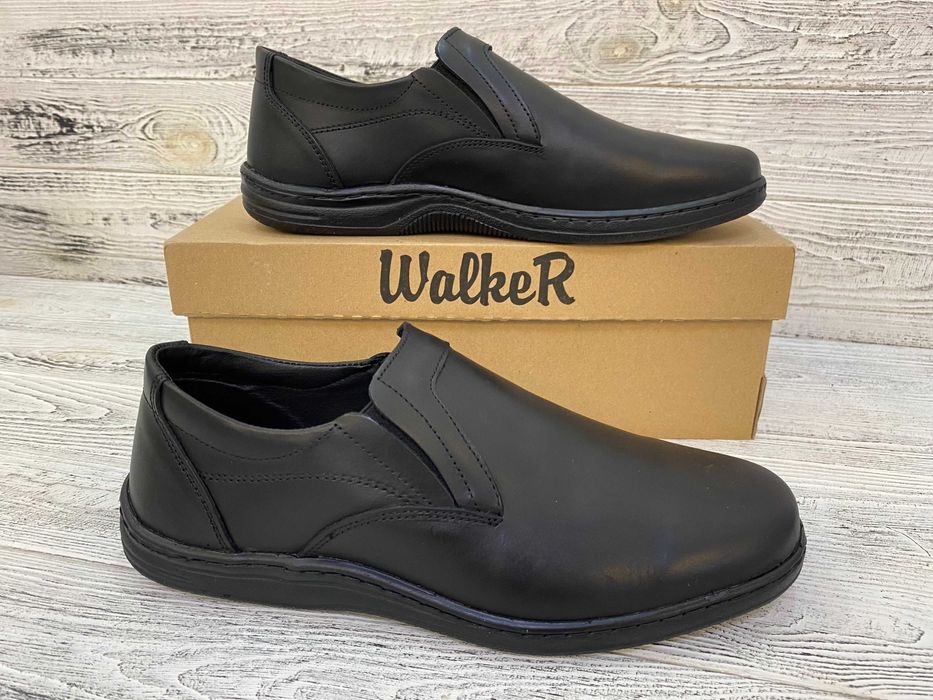 Чоловічі шкіряні туфлі на резинки без шнурка розміри 39 – 46 Гарантія!