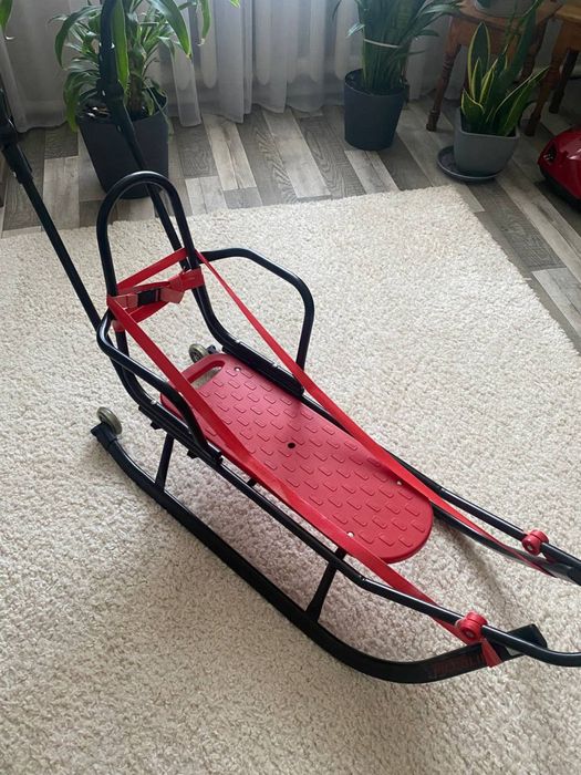 Дитячі санчата "Королівські" якісні із переставною ручкою-штовхачем