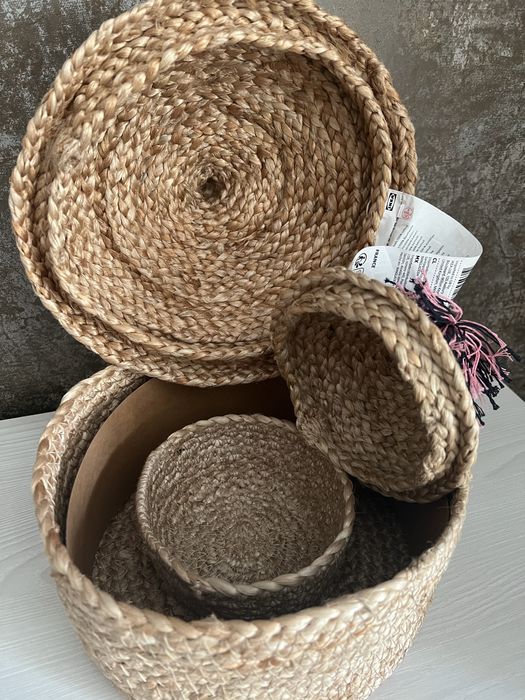 Набір джутових кошиків з кришками ціна за все