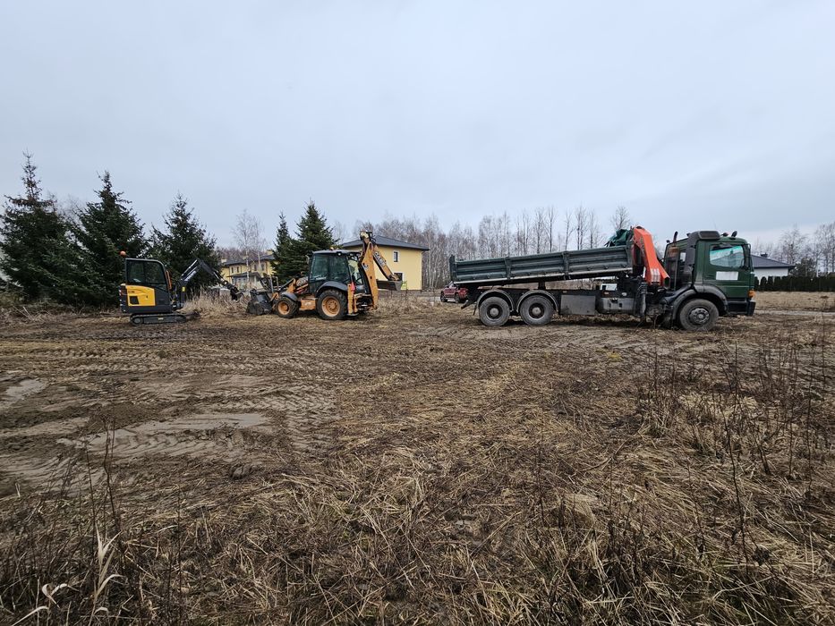 Usługi koparką, koparko-ładowarka, minikoparka, wywrotka, kołówka