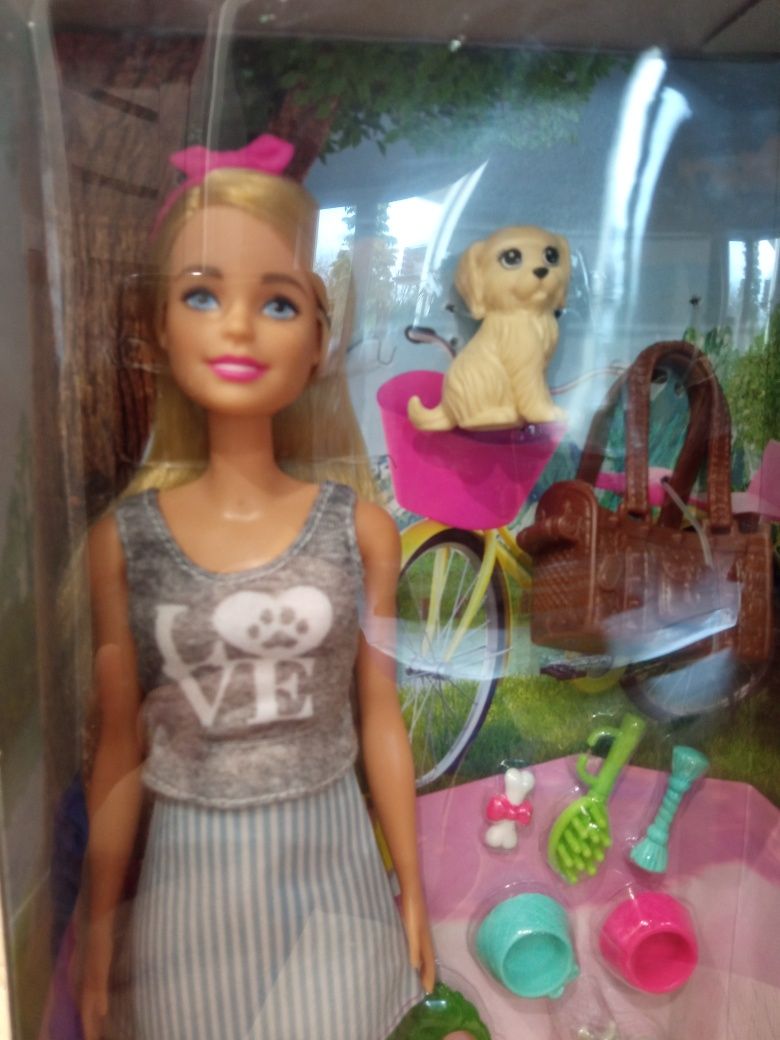 Nowa Lalka Barbie Opiekunka zwierząt Piesek Królik pies akcesoria