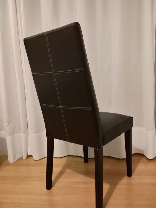 Pack de 6 Cadeiras couro castanho