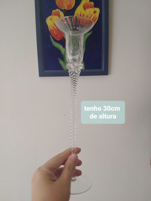 Castiçal alto vidro (para vela) 30cm