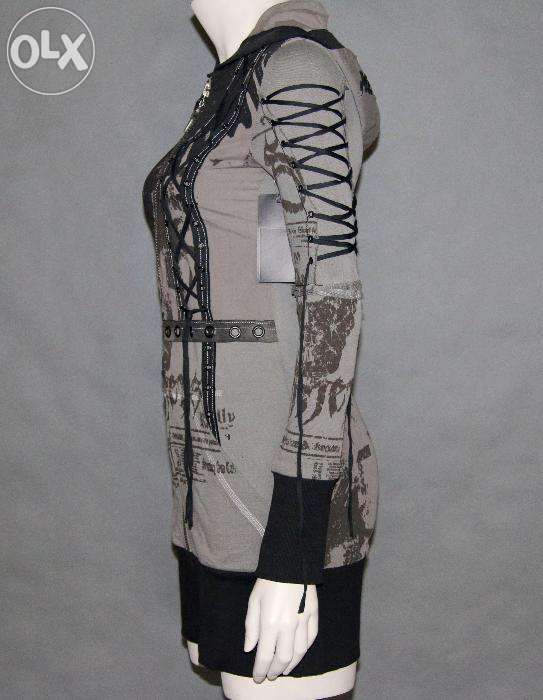 długa bluza SALVAGE rock grunge underground z kapturem alternative XS