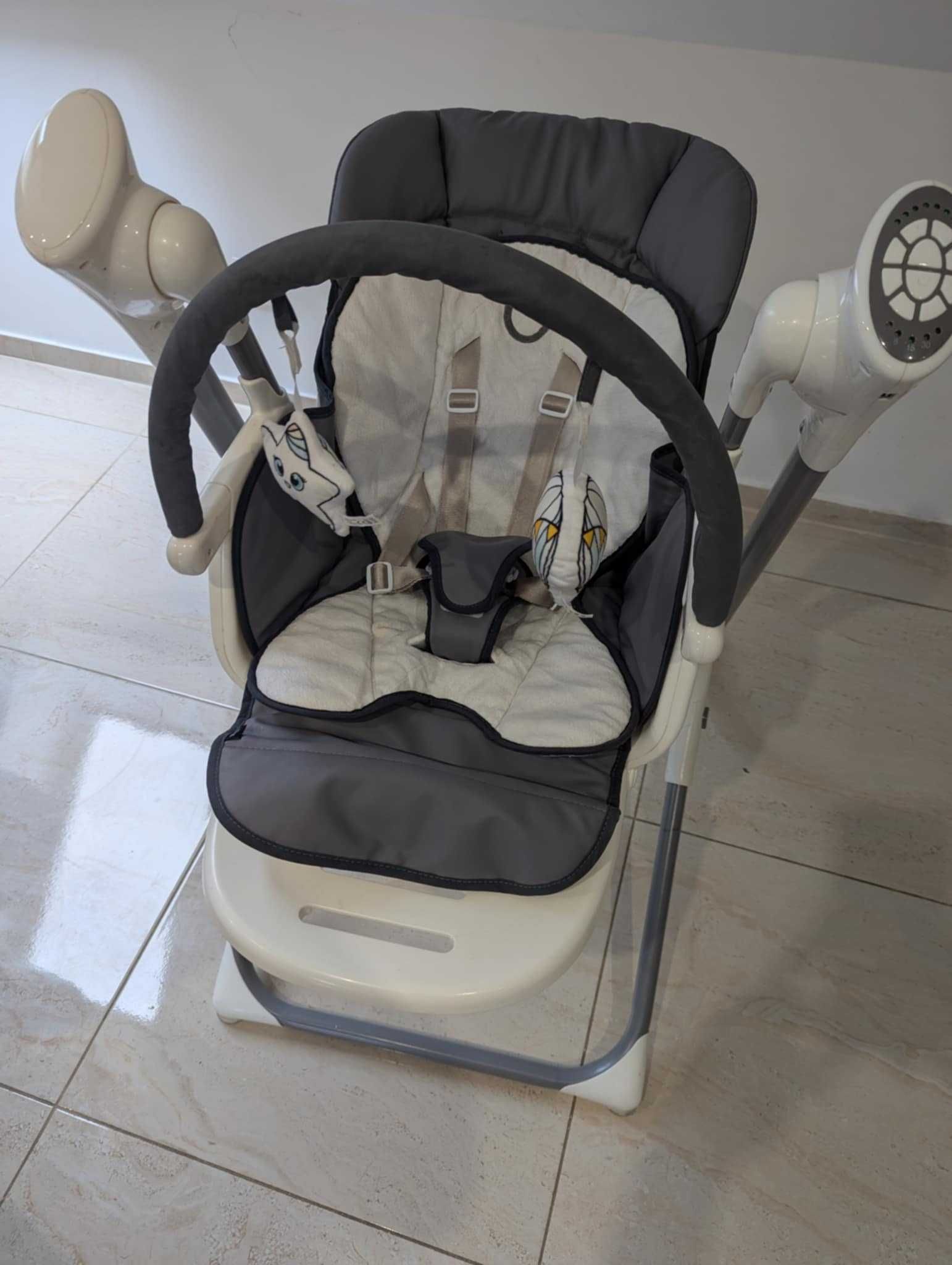 Krzesełko do karmienia 2w1 Lionelo Niles Grey Funkcja bujaczka